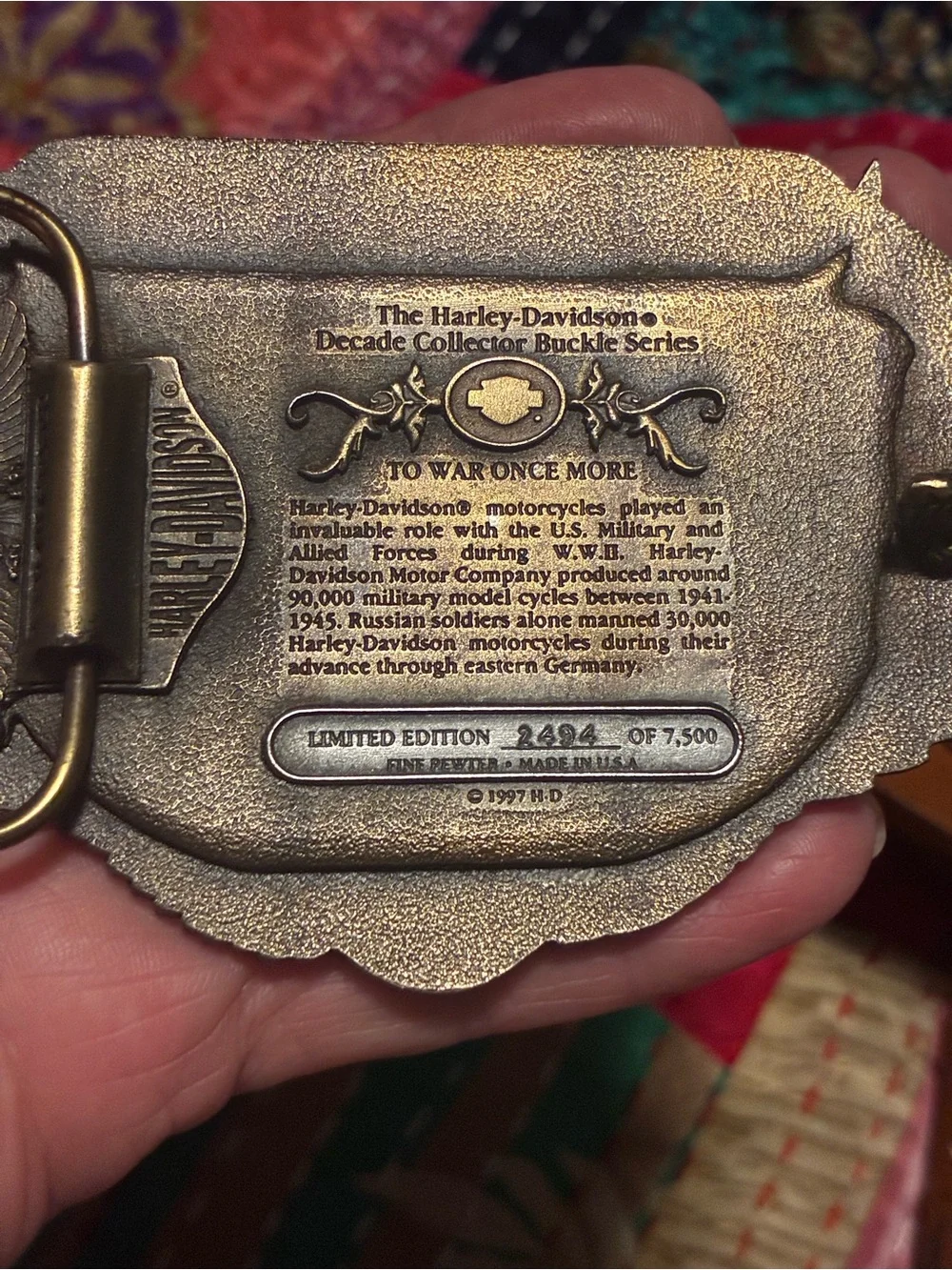 Harley-Davidson Antique Brass Tone Collector Buckle with Emblem